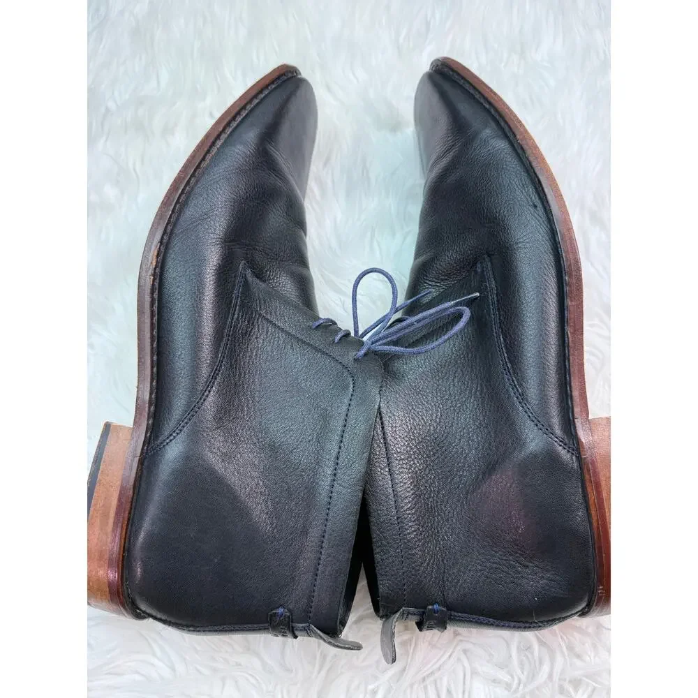 Ted Baker Men's Ashcroft Navy Blue Leather Lace Up Chukka Ankle Boots Size 13